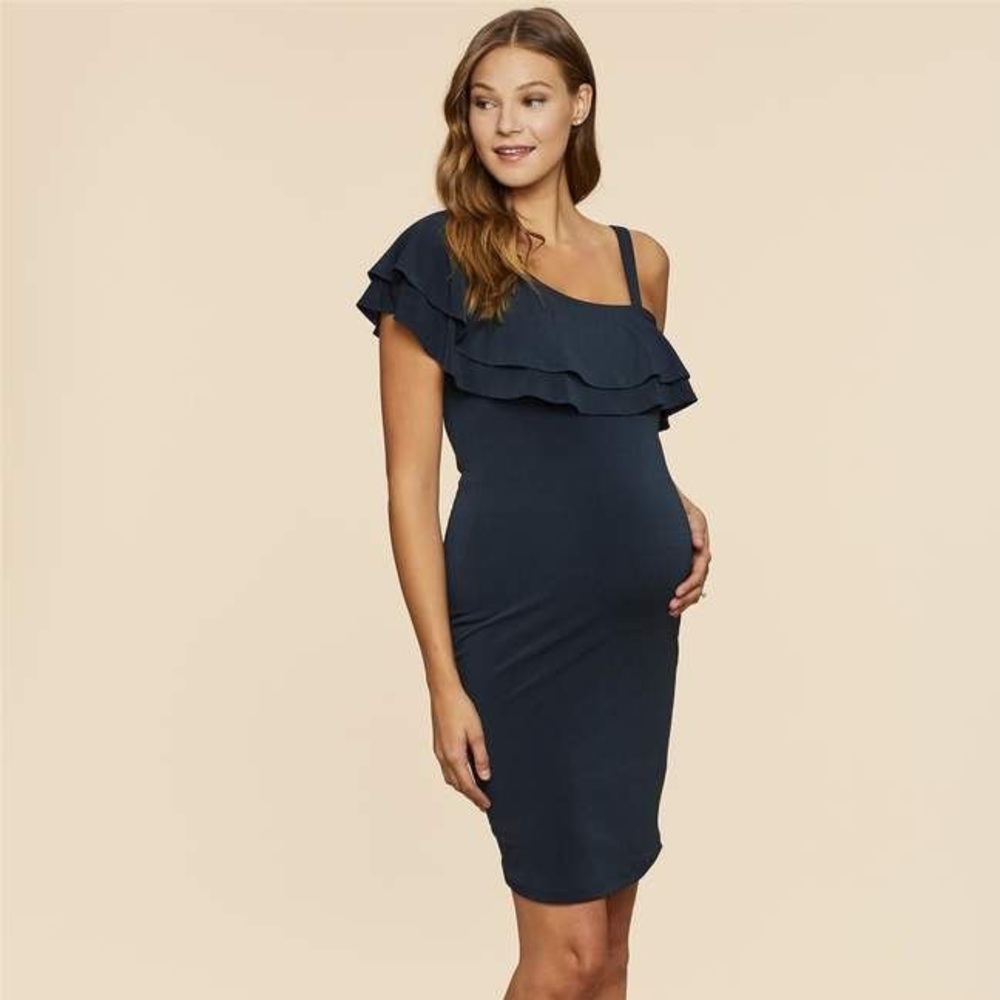 Jessica Simpson Maternity Ruffle Front Asymmetrical Dress
